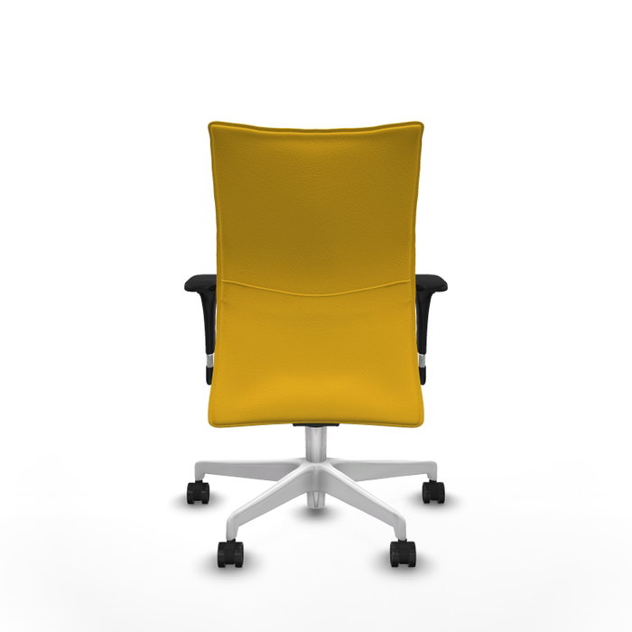 Piqueras Y Crespo Silla Albacete jaune avec mécanisme Sincro et base blanche