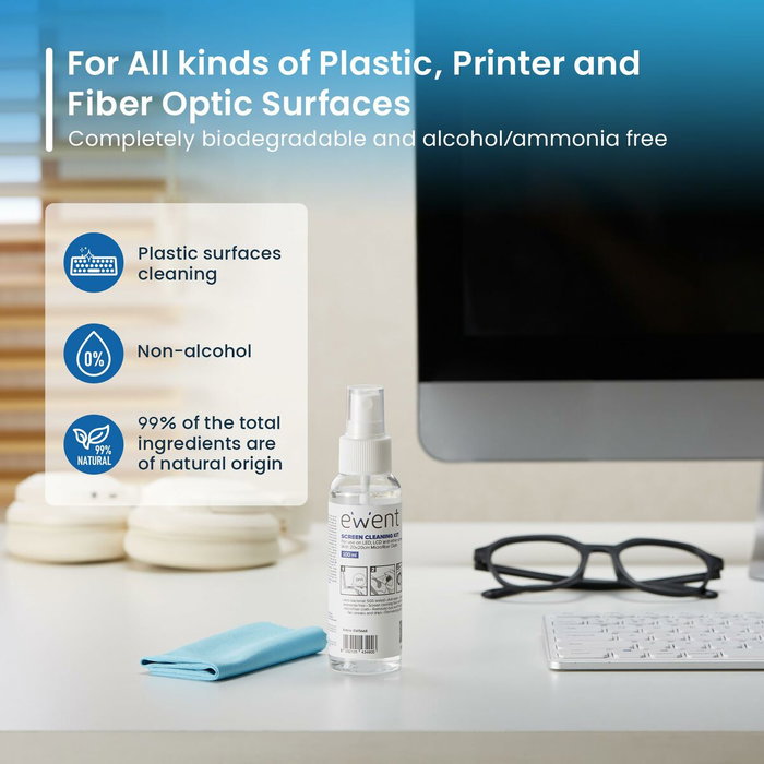 Kit de Nettoyage pour Écrans Ewent EW5668 100 ml Kit de Nettoyage pour Écrans Ewent EW5668 100 ml