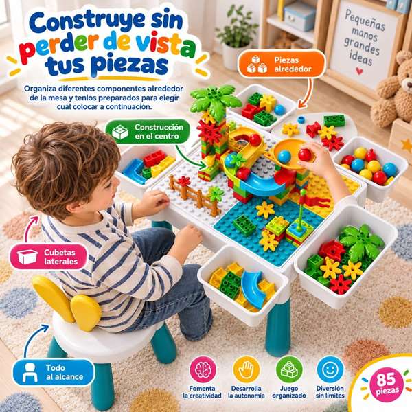 Jugatoys - jugablocks Table de construction avec chaise et accessoires