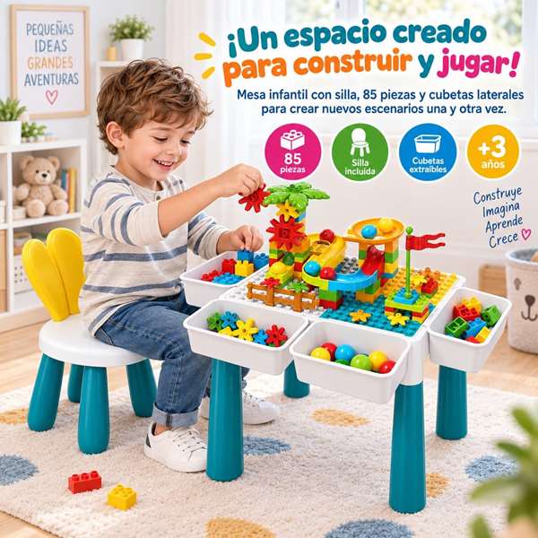 Jugatoys - jugablocks Table de construction avec chaise et accessoires