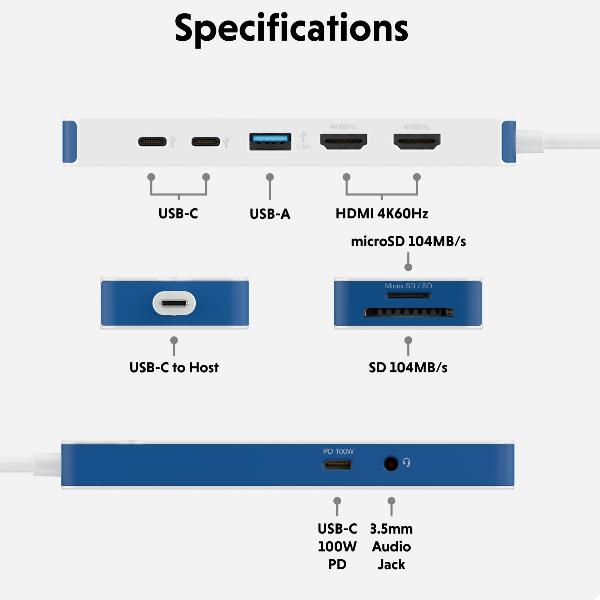 Targus Hub USB-C Flex 9 ports – Station d'accueil avec double HDMI 4K, 3 ports USB, SD, Power Delivery 100W Targus Hub USB-C Flex 9 ports – Station d'accueil avec double HDMI 4K, 3 ports USB, SD, Power Delivery 100W