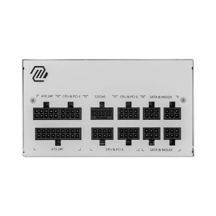 MSI MAG A850GL PCIE5 WHITE - Bloc d'alimentation PC 850W ATX 3.0, PCIe 5.0 natif, modulaire, pour cartes NVIDIA RTX 40, 12VHPWR