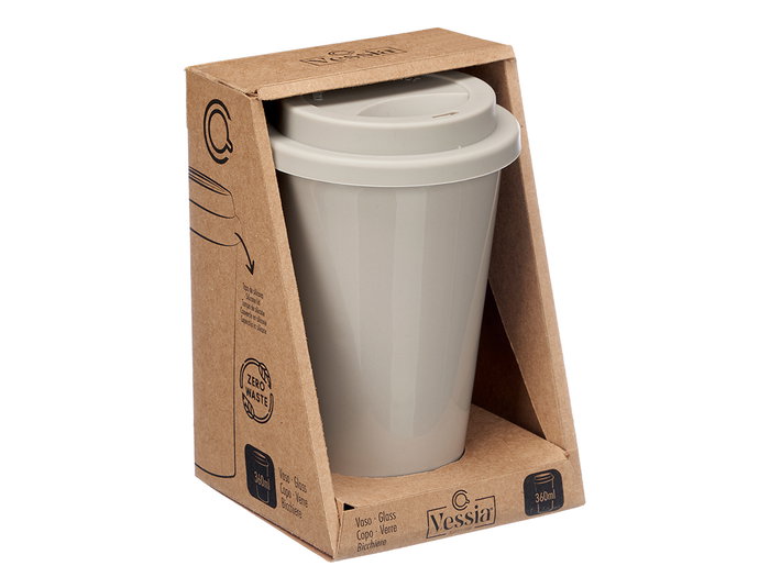 VESSIA Vasos con tapa de silicona Gris 360ml, Lot de 12 VESSIA Vasos con tapa de silicona Gris 360ml, Lot de 12