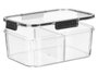 Leknes Boîte de conservation hermétique noire avec divisoire 2L 24x9x16 cm Plastique (Set de 12)