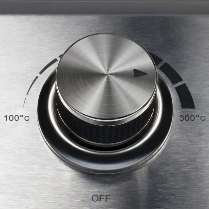 Livoo DOC292 Plancha électrique inox 2800W avec plaque amovible en acier inoxydable, thermostat ajustable jusqu'à 300°C et bac récupérateur de graisse