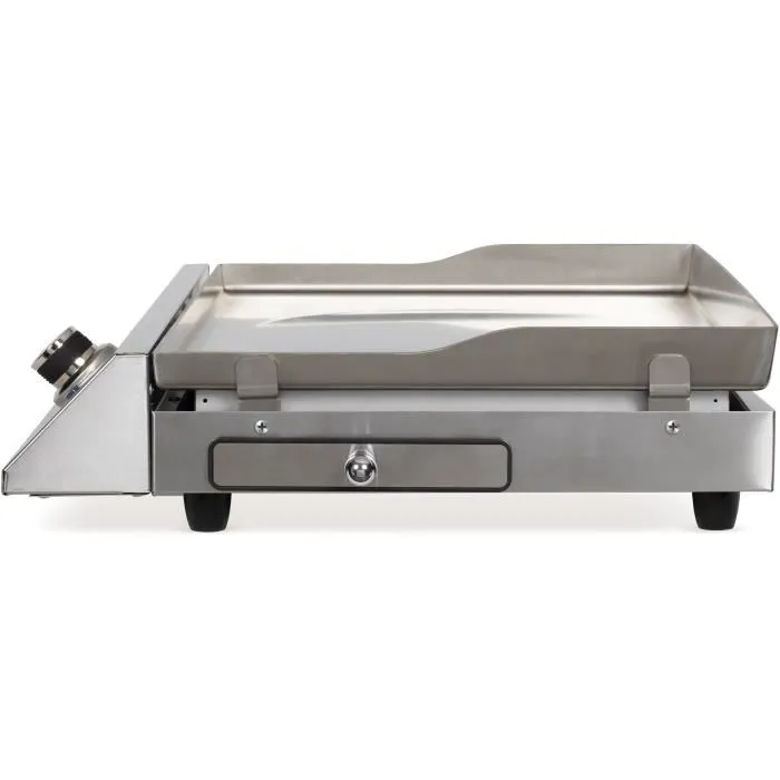 Livoo DOC292 Plancha électrique inox 2800W avec plaque amovible en acier inoxydable, thermostat ajustable jusqu'à 300°C et bac récupérateur de graisse