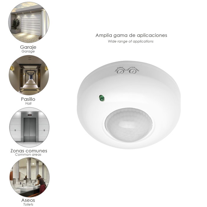 MAURER Détecteur de mouvement infrarouge avec capteur crépusculaire 360° ajustable MAURER Détecteur de mouvement infrarouge avec capteur crépusculaire 360° ajustable