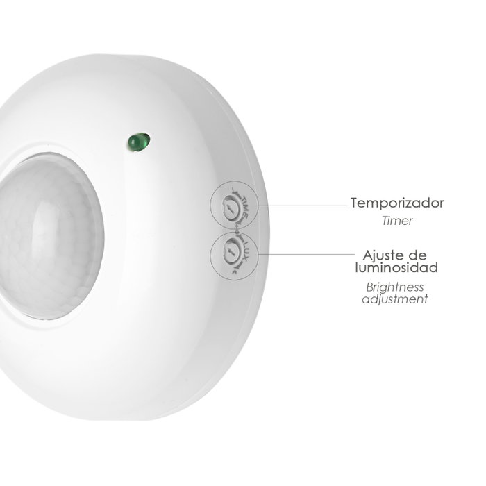 MAURER Détecteur de mouvement infrarouge avec capteur crépusculaire 360° ajustable MAURER Détecteur de mouvement infrarouge avec capteur crépusculaire 360° ajustable
