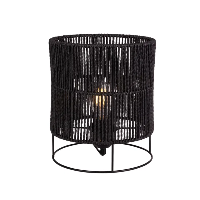 SKD-T1019 Lampe de Table Bayamo en Rotin Naturel avec Abat-Jour et Douille E27 - Structure Métal Noir SKD-T1019 Lampe de Table Bayamo en Rotin Naturel avec Abat-Jour et Douille E27 - Structure Métal Noir