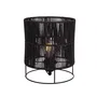 SKD-T1019 Lampe de Table Bayamo en Rotin Naturel avec Abat-Jour et Douille E27 - Structure Métal Noir