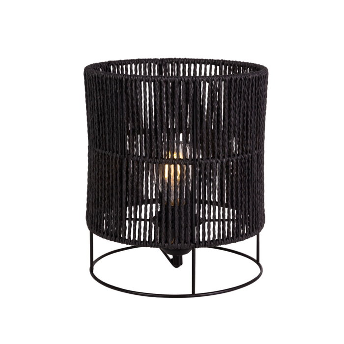 Lampe de Table Bayamo SKD-T1019 en Rotin et Métal Noir, Style Boho-Chic, Ampoule E27 Non Incluse Lampe de Table Bayamo SKD-T1019 en Rotin et Métal Noir, Style Boho-Chic, Ampoule E27 Non Incluse
