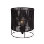 Lampe de Table Bayamo SKD-T1019 en Rotin et Métal Noir, Style Boho-Chic, Ampoule E27 Non Incluse