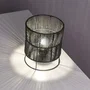 SKD-T1019 Lampe de Table Bayamo en Rotin Naturel avec Abat-Jour et Douille E27 - Structure Métal Noir