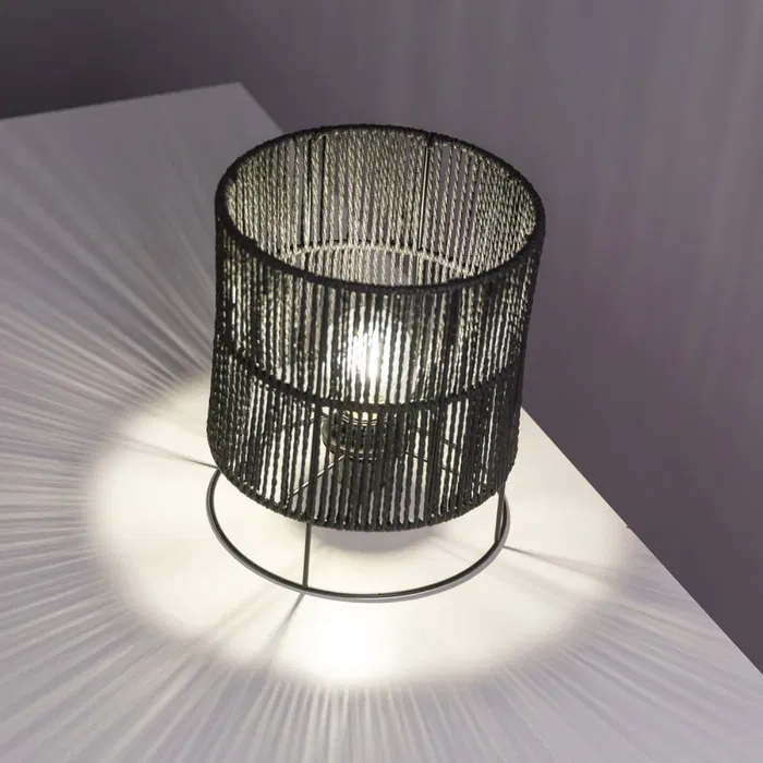 Lampe de Table "Bayamo" SKD-T1019 en Rotin, Style Naturel Boho-Chic