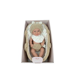 Muñecas Arias - Poupée Elegance 33 cm Babyto beige avec landau (corps en vinyle, sexe garçon) - Pour 3 ans et plus
