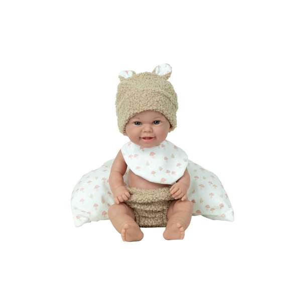 Muñecas Arias - Poupée Elegance 33 cm Babyto beige avec landau (corps en vinyle, sexe garçon) - Pour 3 ans et plus