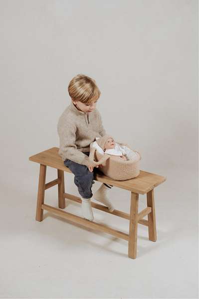 Muñecas Arias - Poupée Elegance 33 cm Babyto beige avec landau (corps en vinyle, sexe garçon) - Pour 3 ans et plus