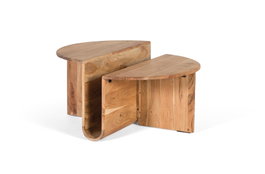 GINER Y COLOMER Table basse ronde en bois d'acacia avec porte-revues
