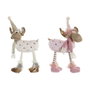 DKD Home Decor Décorations de Noël Renne Blanc et Rose (2 Unités)