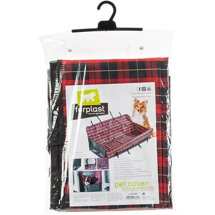 Ferplast Couverture de protection pour sièges de voiture, tissu ciré, dimensions 140 x 50 x 60 cm, sangles incluses, idéale pour chien - Noir/Rouge