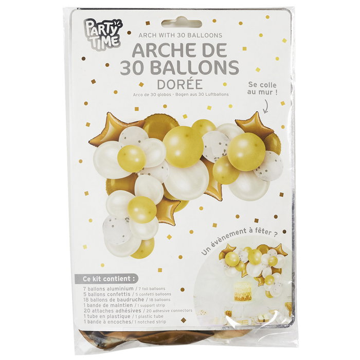 Party Time Arche de 30 Ballons Dorés