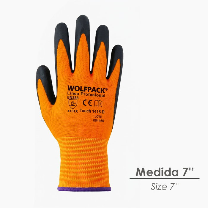 WOLFPACK LINEA PROFESIONAL Gant en nylon avec paume en mousse et points nitrile 7 pouces WOLFPACK LINEA PROFESIONAL Gant en nylon avec paume en mousse et points nitrile 7 pouces