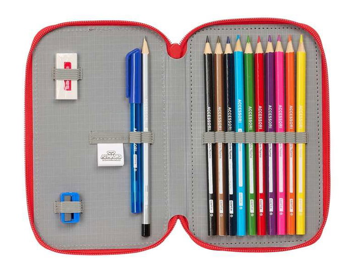 Safta Plumier double compartiment 28 pièces PJ Masks "Ready" avec 12,5x19,5x4 cm - Boite de rangement pour enfants à partir de 3 ans