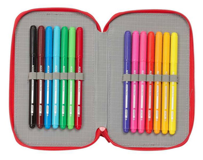 Safta Plumier double compartiment 28 pièces PJ Masks "Ready" avec 12,5x19,5x4 cm - Boite de rangement pour enfants à partir de 3 ans