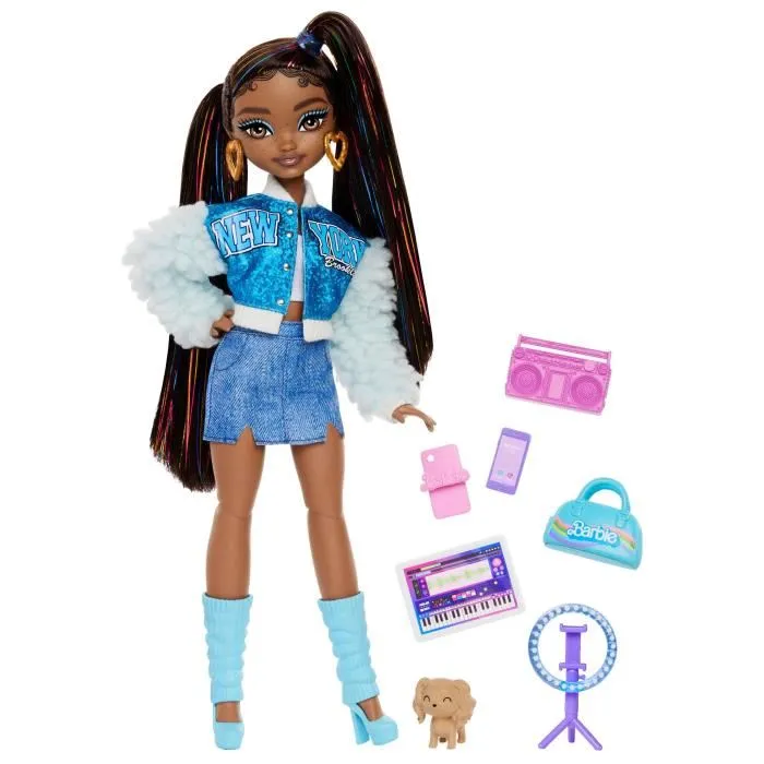 Barbie - Poupée Articulée Brooklyn avec 8 Accessoires Équipe de Rêve - HYC22 - Thème Musique et Danse