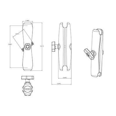 RAM Mounts RAM-201U-D Bras Double Articulation Long pour Montage avec Boules 1,5 pouces