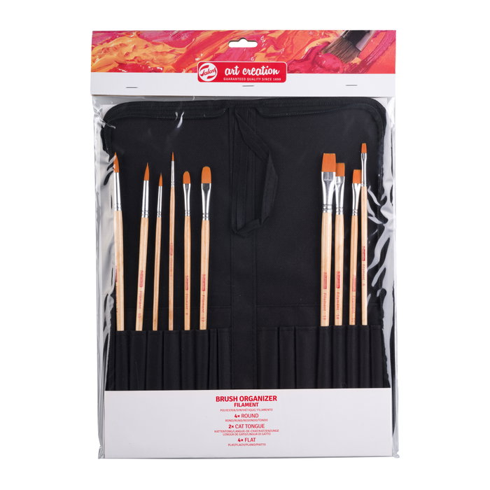 Talens Art Creation Set de 10 pinceaux pour huile et acrylique avec organisateur