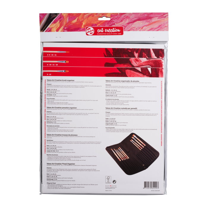 Talens Art Creation Set de 10 pinceaux pour huile et acrylique avec organisateur