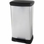 Curver Poubelle duo rectangulaire DECO BIN, 46 L (2 * 23 L), 2 compartiments, 39 * 29 * 72 cm, gris métallisé, pour le tri sélectif