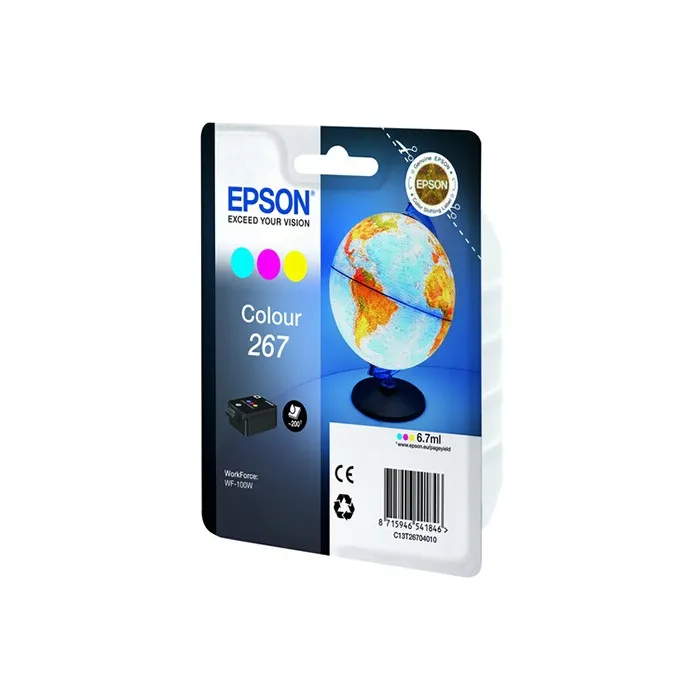 Epson Multipack 267 - Cartouches d'encre Cyan, Magenta, Jaune - Capacité standard 200 pages - Compatible imprimante Epson WorkForce WF-100W Epson Multipack 267 - Cartouches d'encre Cyan, Magenta, Jaune - Capacité standard 200 pages - Compatible imprimante Epson WorkForce WF-100W