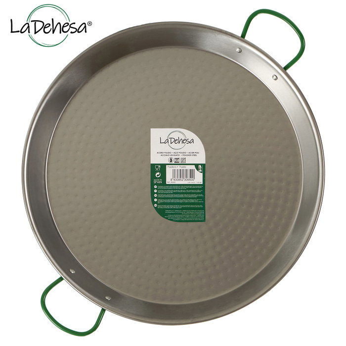 La Dehesa Paellera Acier Poli 42 cm 10 Rations avec 2 Asas Argentée (Set de 6)