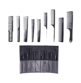 L3Vel3 Set de 9 peignes noirs avec pochette