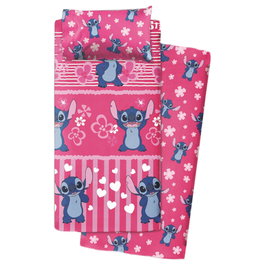 DISNEY Jeu de draps Stitch en coton pour lit de 90cm