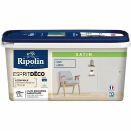 Ripolin Peinture Intérieure Gris Hanoi Satiné Monocouche 2,5L