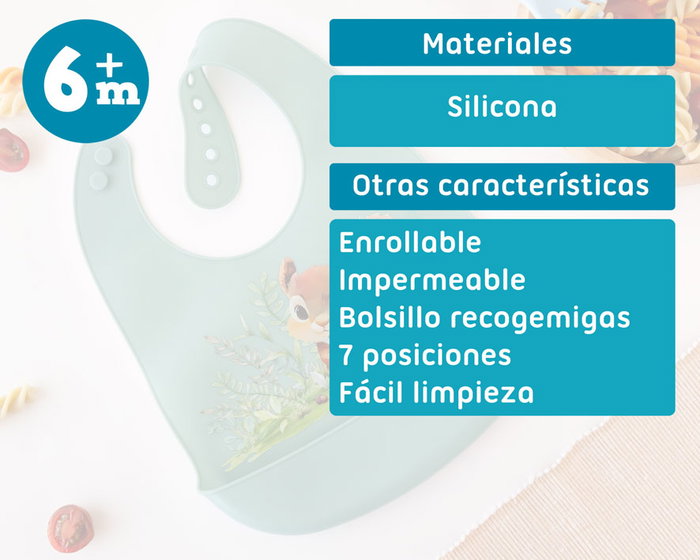 KioKids Babero de silicona ajustable avec motif écureuil, bolsillon anti-miettes, pour bébé dès 4 mois - Couleur sauge - Little Sauvages KioKids Babero de silicona ajustable avec motif écureuil, bolsillon anti-miettes, pour bébé dès 4 mois - Couleur sauge - Little Sauvages