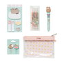 Pusheen Set Papeterie Foodie Collection - Sac fourre-tout zippé PU/PVC avec stylos 10 couleurs, surligneurs pastel, clips et marqueurs adhésifs