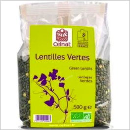 CELNAT Lentilles vertes BIO 500 g