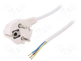 PLASTROL Câble d'alimentation H03VV-F, OMY, 3x0,75mm², 4m, blanc