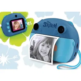 HI TECH Stitch Print Cam - Appareil Photo Instantané à Double Objectif avec Effets, Cadres et Impression pour Enfants, Rechargeable USB