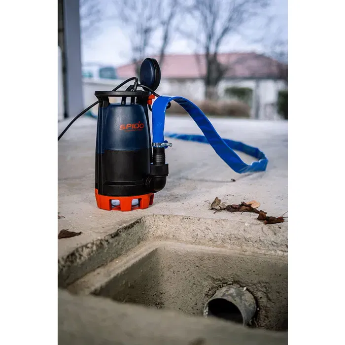 Spido Pompe d'évacuation eaux claires et sales VCDC-500-P2 500W - Débit 12,5 m³/h - Pompe avec flotteur - Hauteur de refoulement 6m