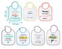 KioKids Set de 7 bavoirs hebdomadaires avec phrases drôles pour bébé de 0 mois, 3 couches absorbantes, élastique, multicolore