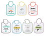 KioKids Set de 7 bavoirs hebdomadaires avec phrases drôles pour bébé de 0 mois, 3 couches absorbantes, élastique, multicolore