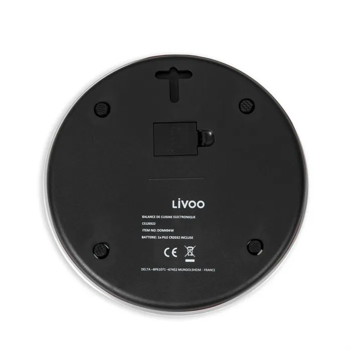 Livoo Balance de cuisine électronique DOM494W en verre, 5 kg