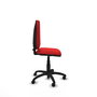 Chaise de bureau Aýna avec mécanisme de contact permanent de base, revêtue de simili cuir rouge. Équipée d'une base en polyamide noir, sans accoudoirs et avec roulettes pour parquet.