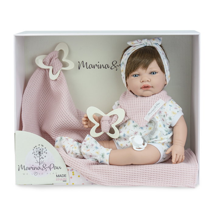 Marina&Pau Sweet Baby Farfalla - Poupée 42 cm articulée avec vêtements, diadème, écharpe rose et couverture décorée Marina&Pau Sweet Baby Farfalla - Poupée 42 cm articulée avec vêtements, diadème, écharpe rose et couverture décorée