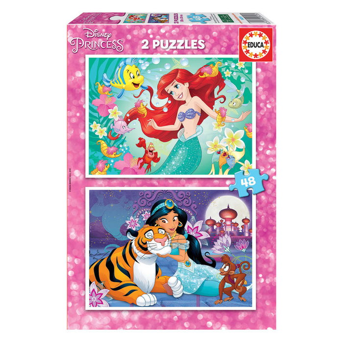 EDUCA BORRAS Puzzle Disney Princesses 2 Puzzles : Ariel et Jasmine, 48 Pièces Chacun, Taille 28x20 cm EDUCA BORRAS Puzzle Disney Princesses 2 Puzzles : Ariel et Jasmine, 48 Pièces Chacun, Taille 28x20 cm